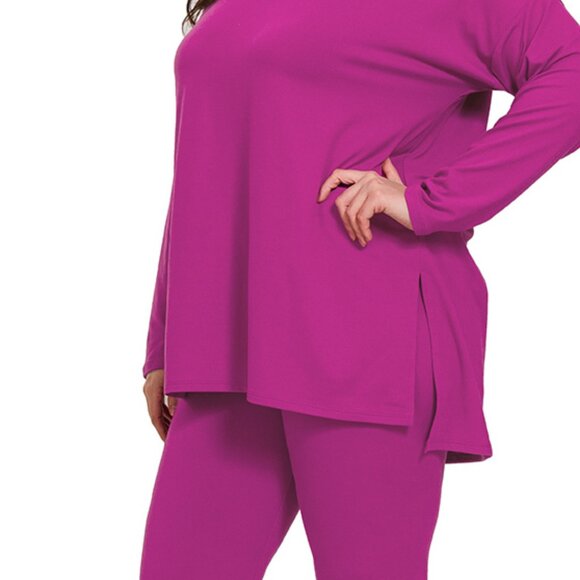 V-Neck Long-Sleeve Loungewear Leggings Set - Picture 2 of 4